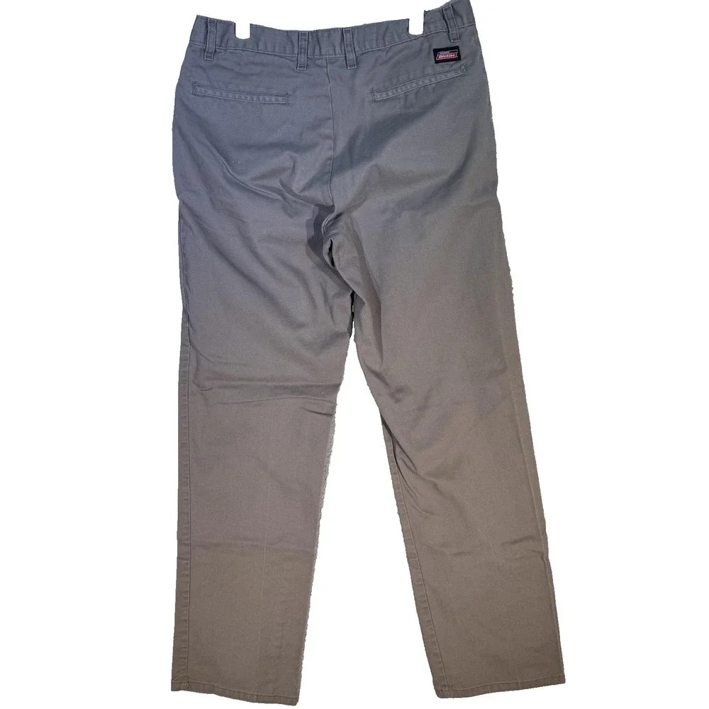 Dickies Pants Mens 33x32 Taupe Work Chino Straight Leg Zip Fly Flat Front